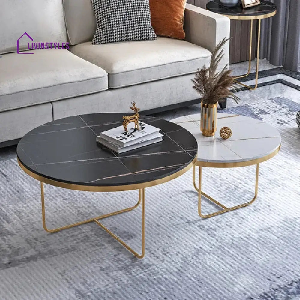 Celestia Marble And Metal Coffee Table Set Tables