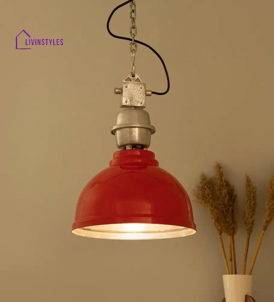 Ceramic Red Industrial Pendant Light Hanging Lamp