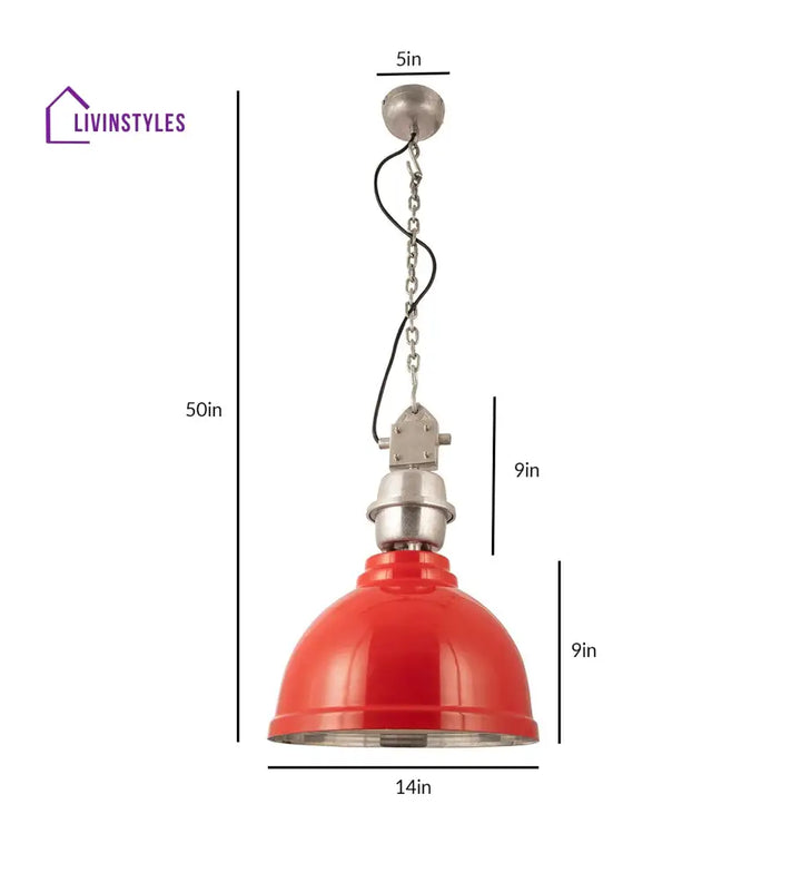 Ceramic Red Industrial Pendant Light Hanging Lamp