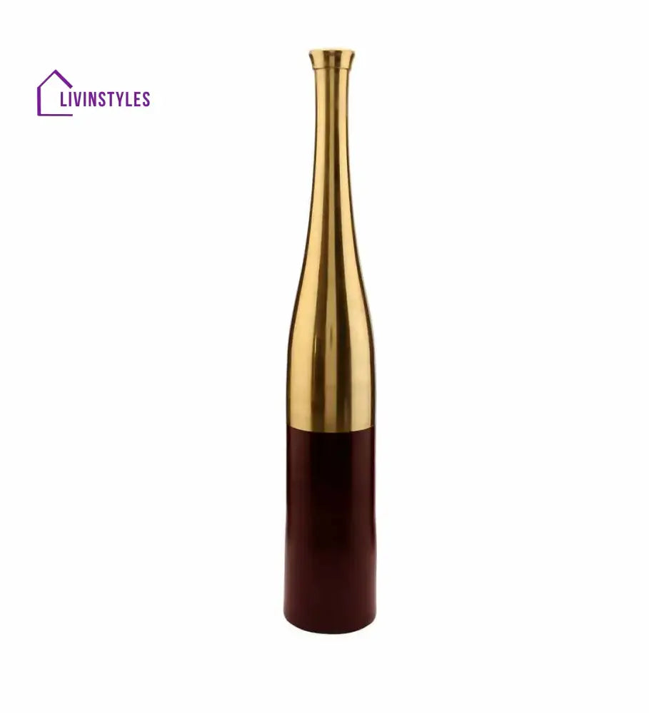 Champagne Bottle Scarlet Red & Gold (Large) Aluminium Table Vase