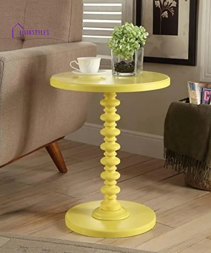 Charita Sheesham Wood Side Table For Living Room Yellow