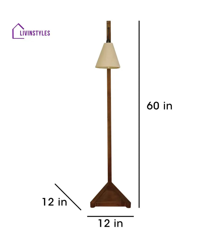 Charles Wooden Floor Lamp With Brown Base And Jute Fabric Lampshade Lamps