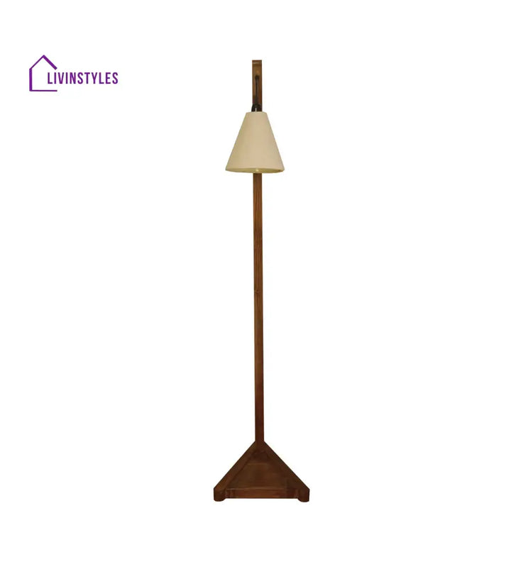 Charles Wooden Floor Lamp With Brown Base And Jute Fabric Lampshade Lamps