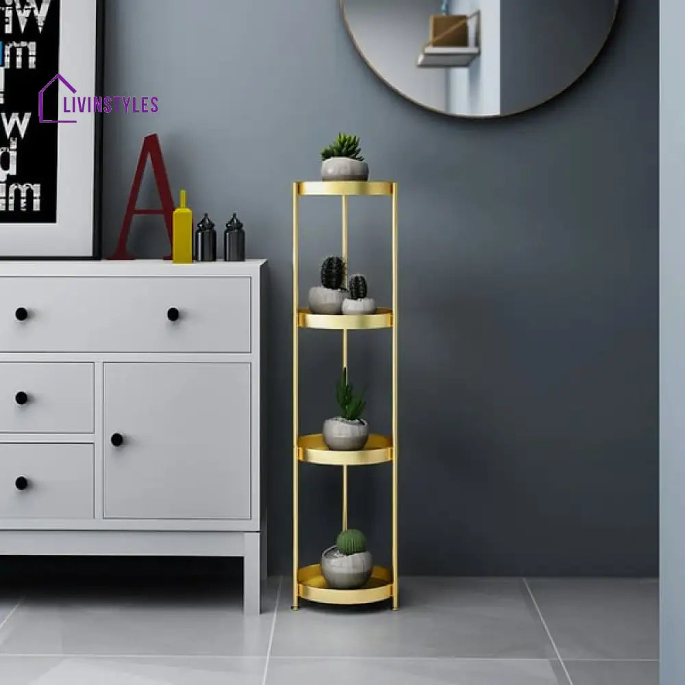 Charlotte 4-Tier Plant Stand In Gold Color Stands