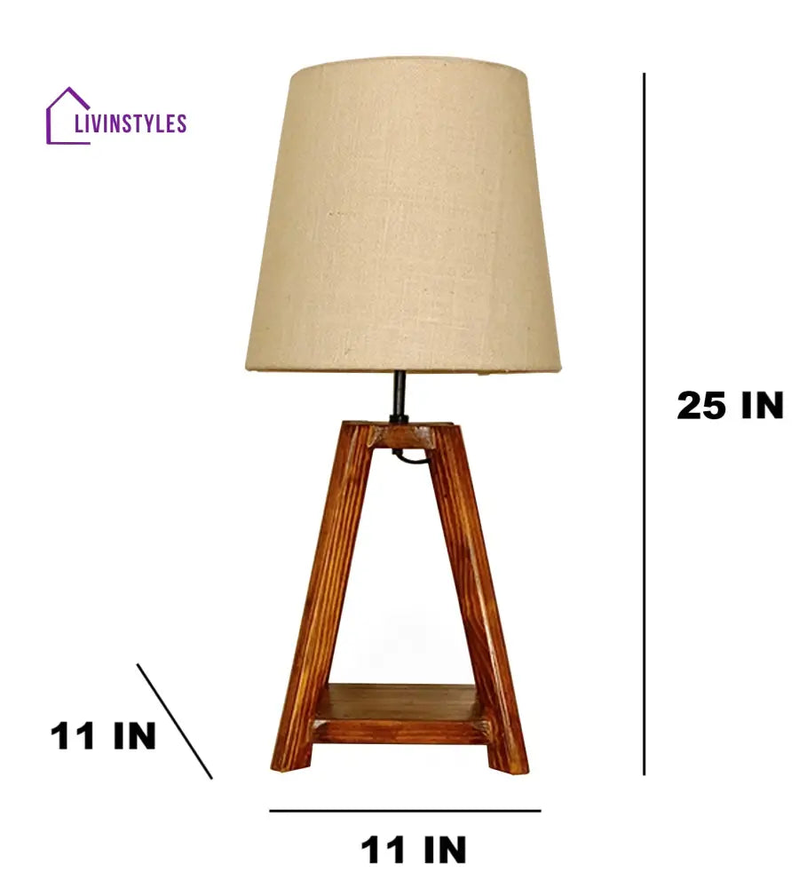 Charlotte Brown Wooden Table Lamp With White Jute Lampshade Lamps