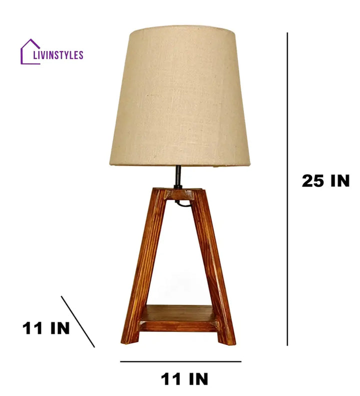 Charlotte Brown Wooden Table Lamp With White Jute Lampshade Lamps