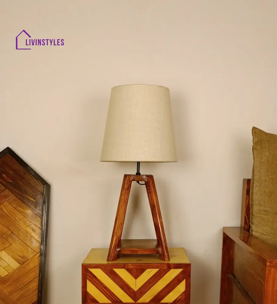 Charlotte Brown Wooden Table Lamp With White Jute Lampshade Lamps