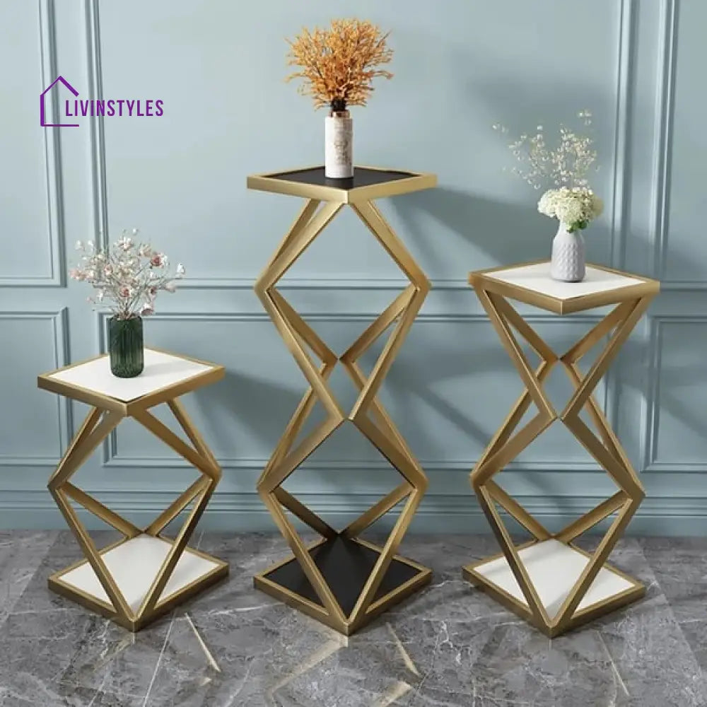 Charlotte Metal And Marble Plant Stand - Set Of 3