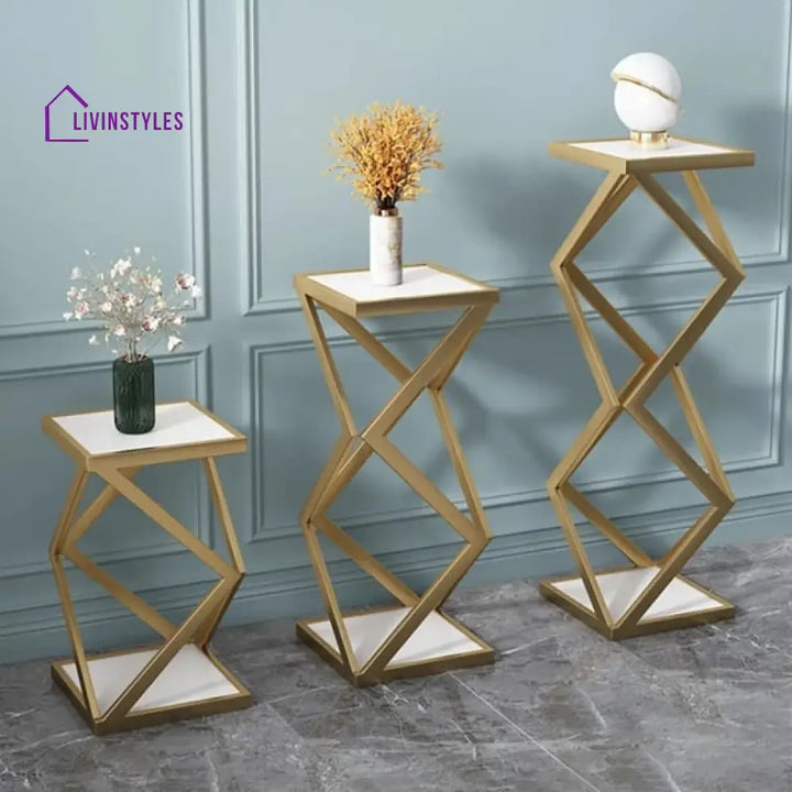 Charlotte Metal And Marble Plant Stand - Set Of 3