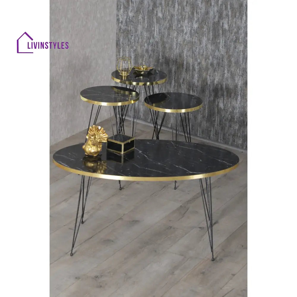 Charu Marble Top Metal Coffee Table Set Of 4