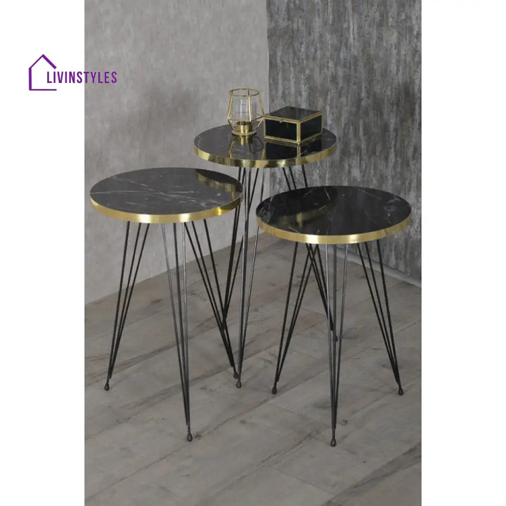 Charu Marble Top Metal Coffee Table Set Of 4