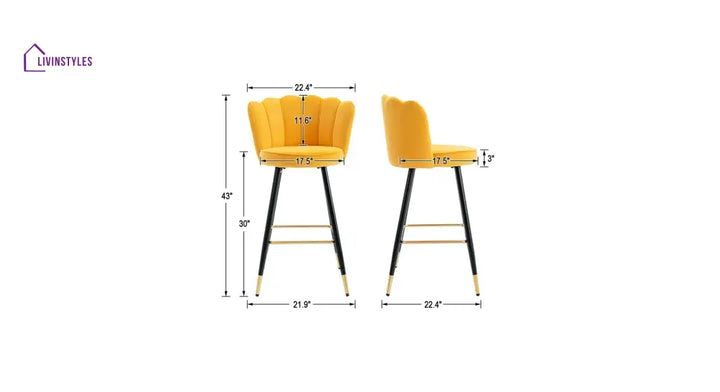 Yellow Color Flower Counter Stool