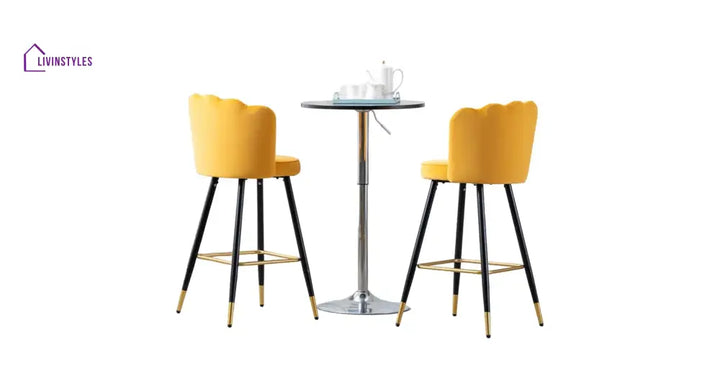 Yellow Color Flower Counter Stool