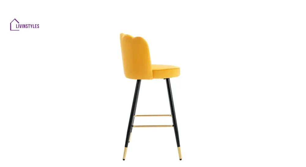 Yellow Color Flower Counter Stool