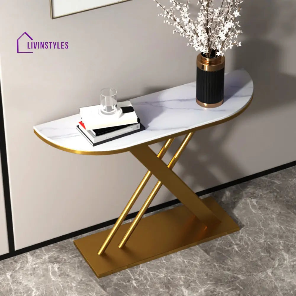 Chelsea Metal And Marble Top Console Table Pvd Coated Available