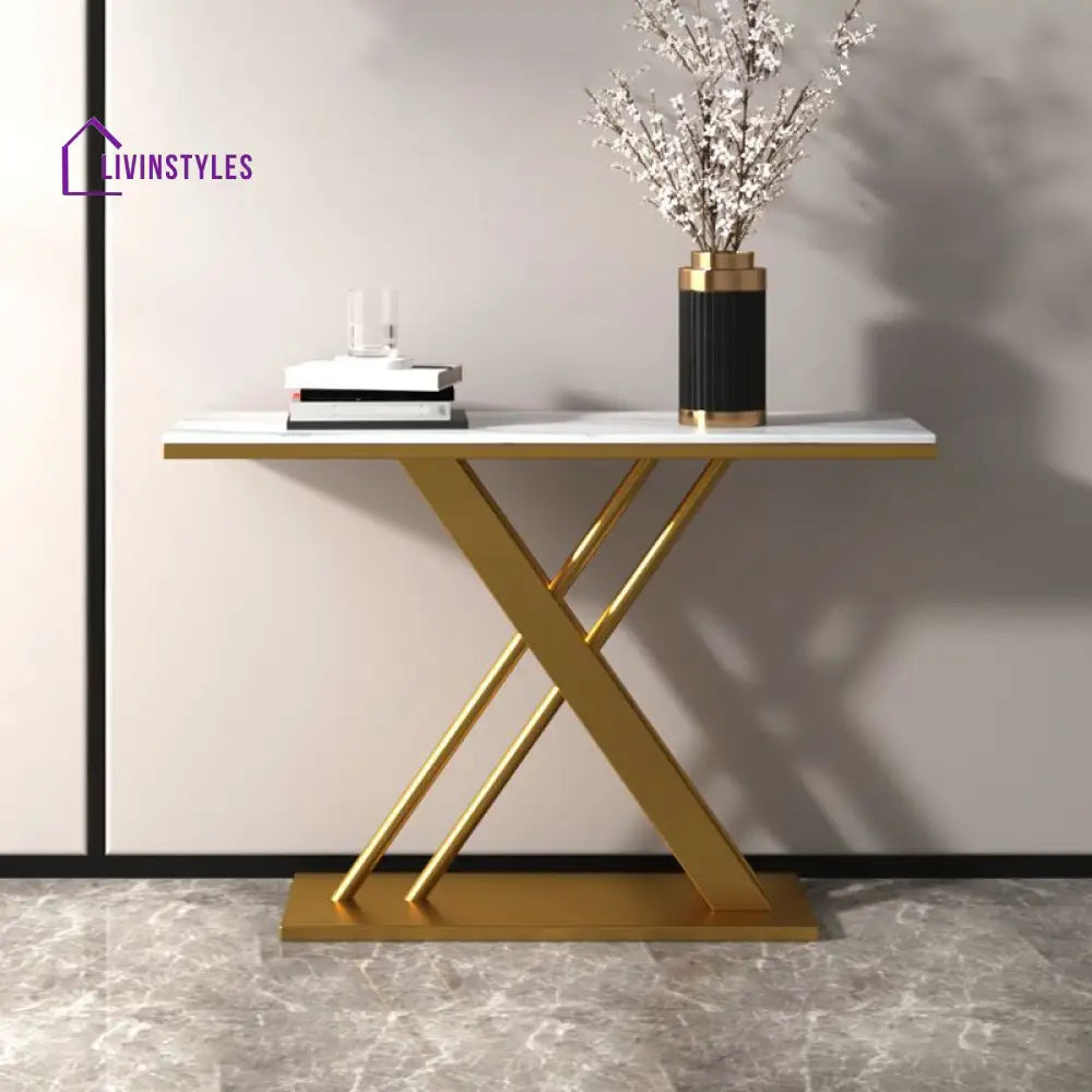 Chelsea Metal And Marble Top Console Table Pvd Coated Available