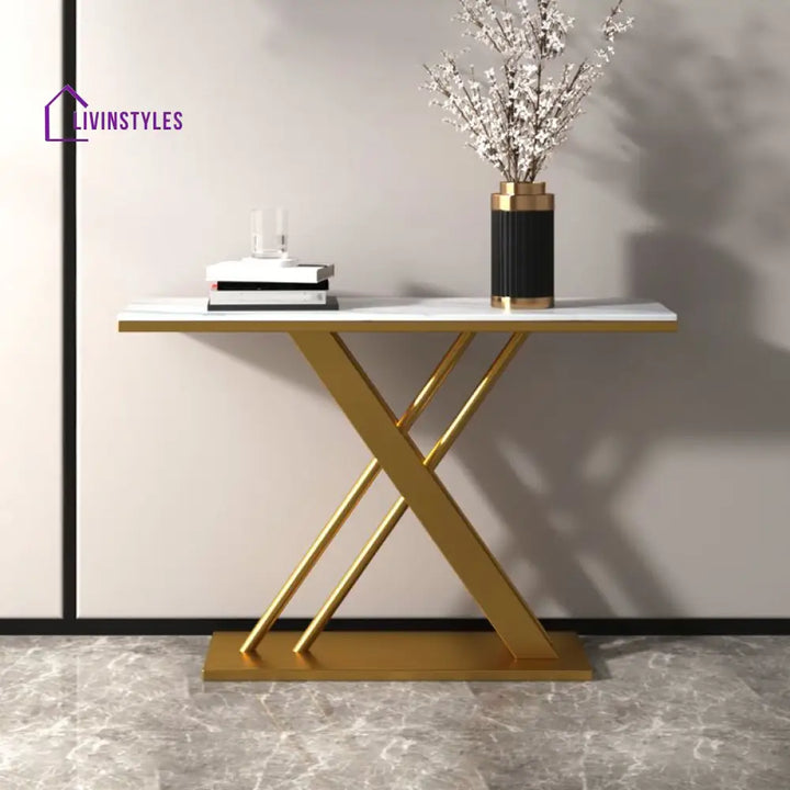 Chelsea Metal And Marble Top Console Table Pvd Coated Available