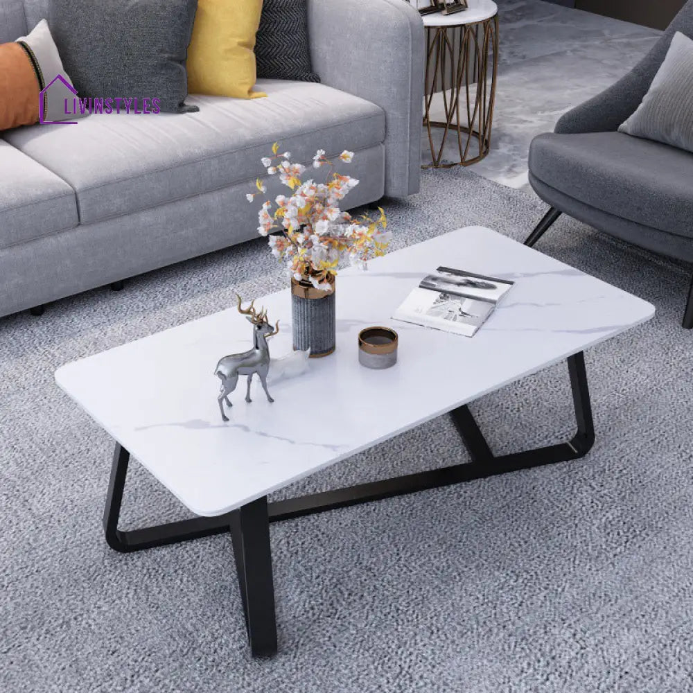 Chen Metal And Marble Top Coffee Table