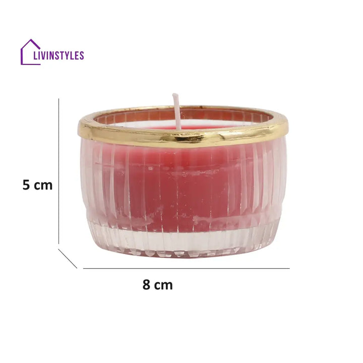 Cherry Blossom Red Scented Candle Glass Jar With Golden Ring