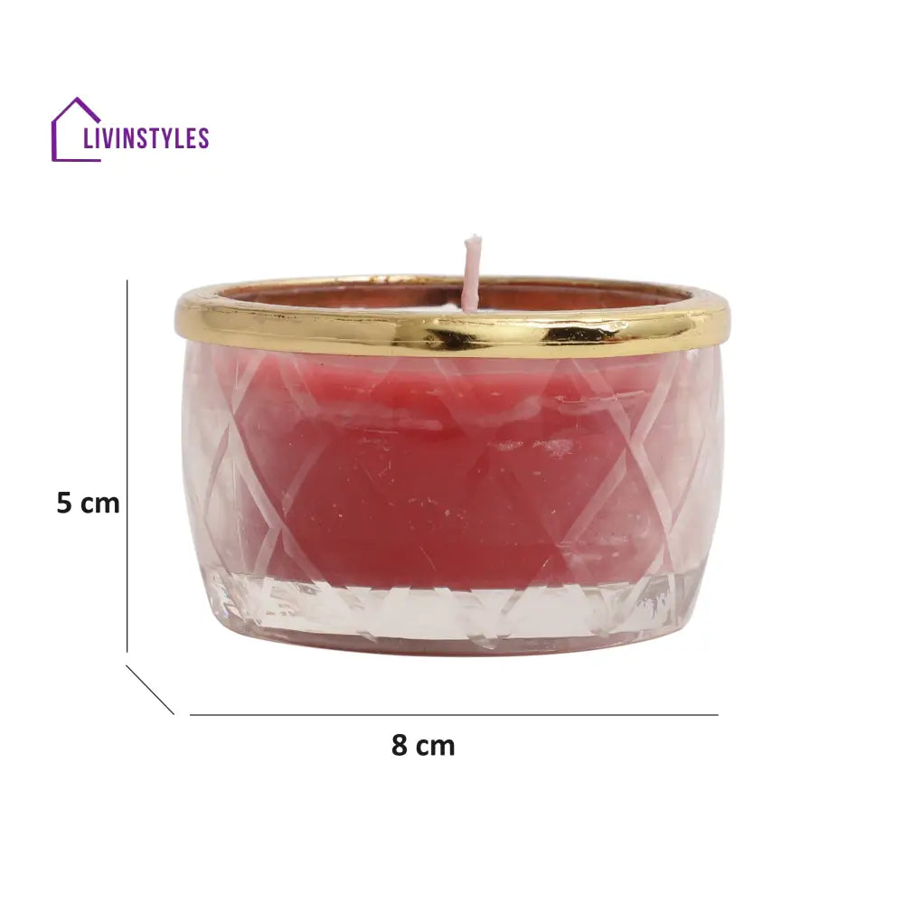 Cherry Blossom Red Scented Candle Jar With Golden Ring