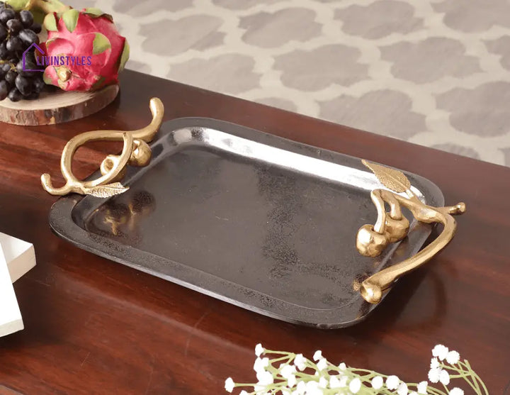 Cherry Vine Black Décorative Platter