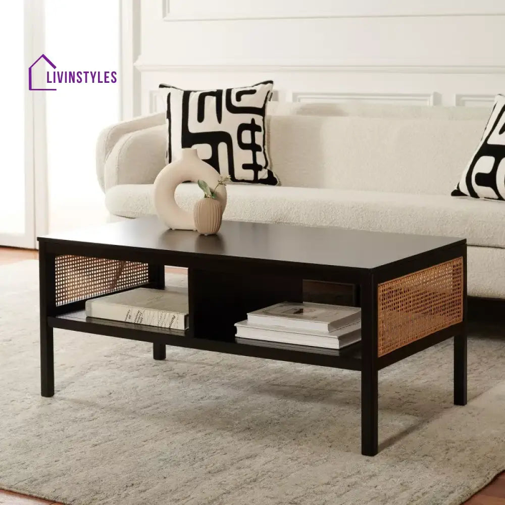 Cheslava Mango Wood Coffee Table for Living Room | Side Cane Work