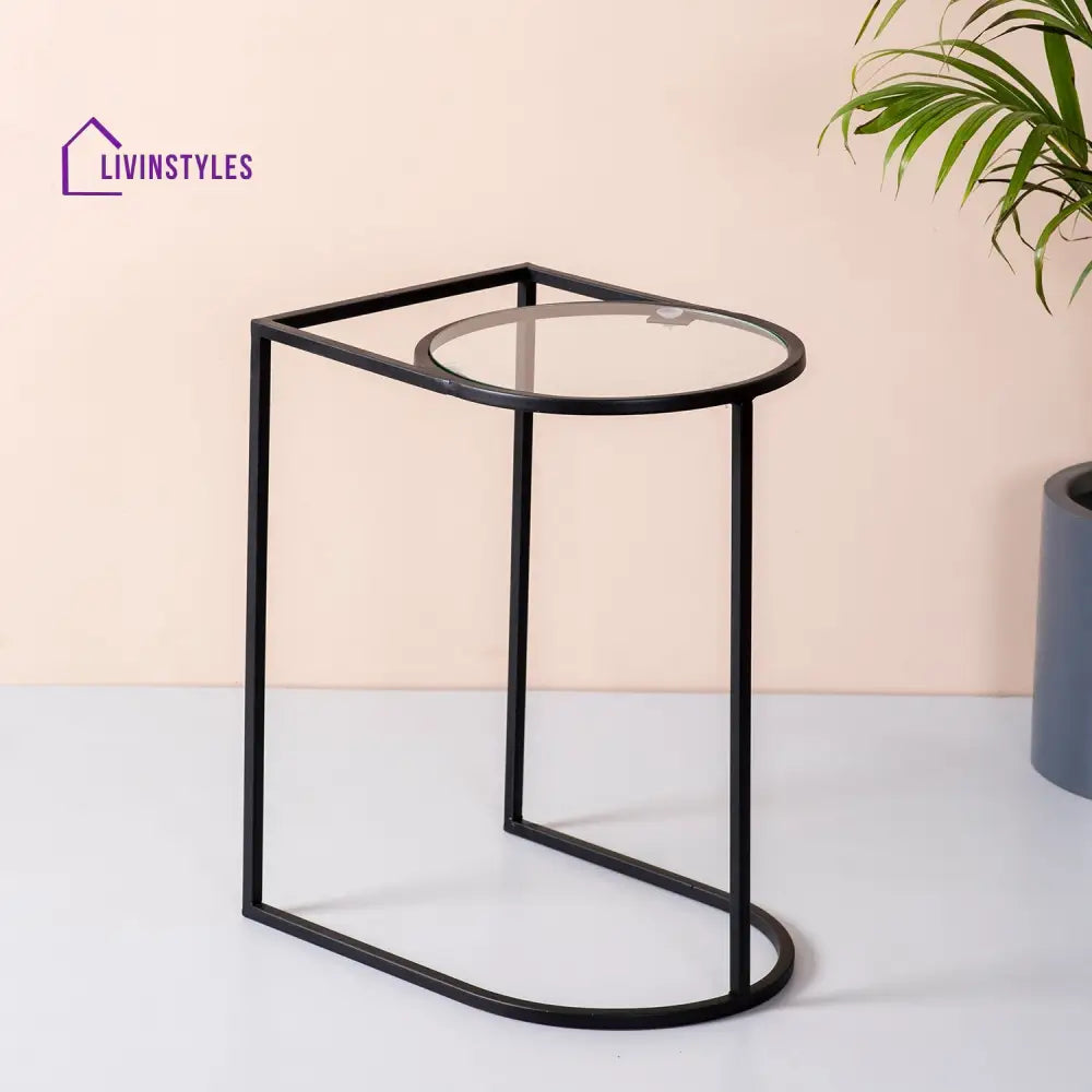 Chhavi Contemporary Metallic Magazine End Table In Black Color Furniture