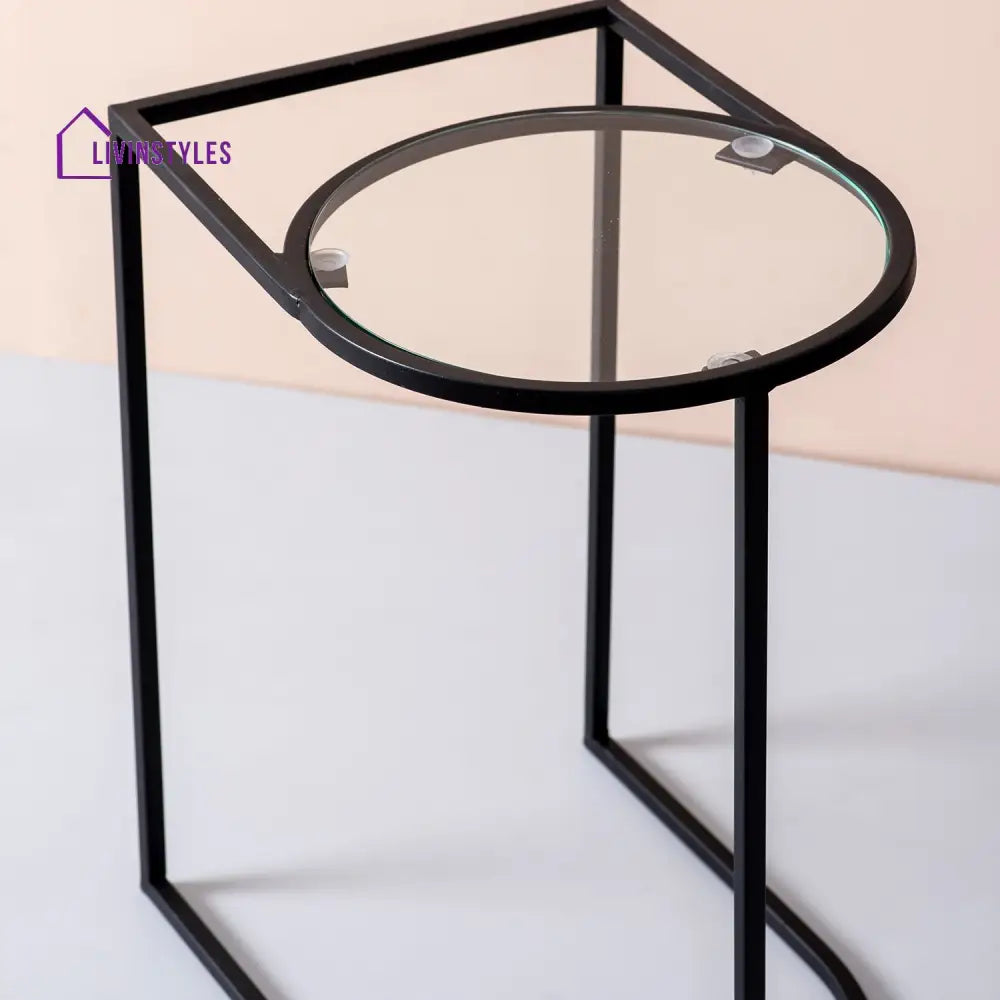 Chhavi Contemporary Metallic Magazine End Table In Black Color Furniture