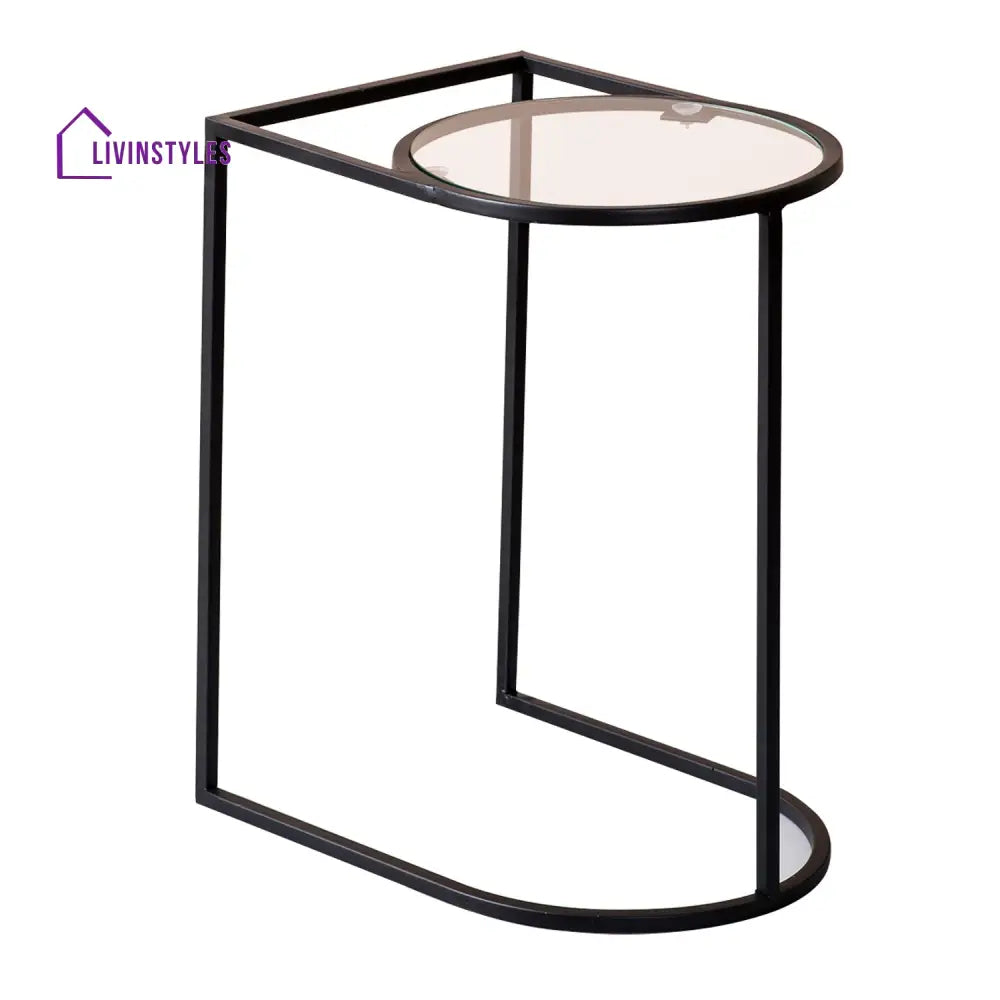 Chhavi Contemporary Metallic Magazine End Table In Black Color Furniture