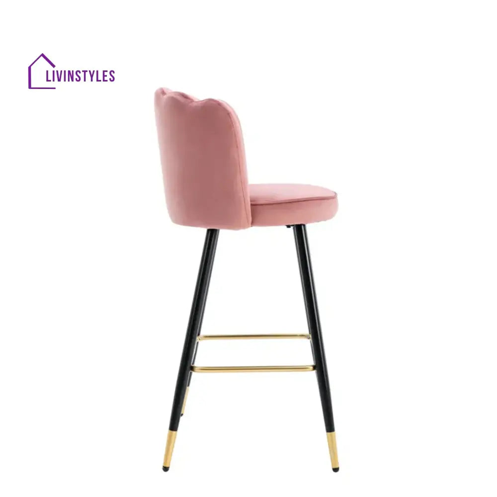 Pink Color Flower Counter Stool