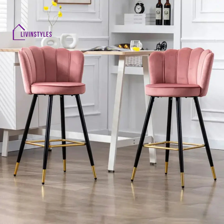 Pink Color Flower Counter Stool