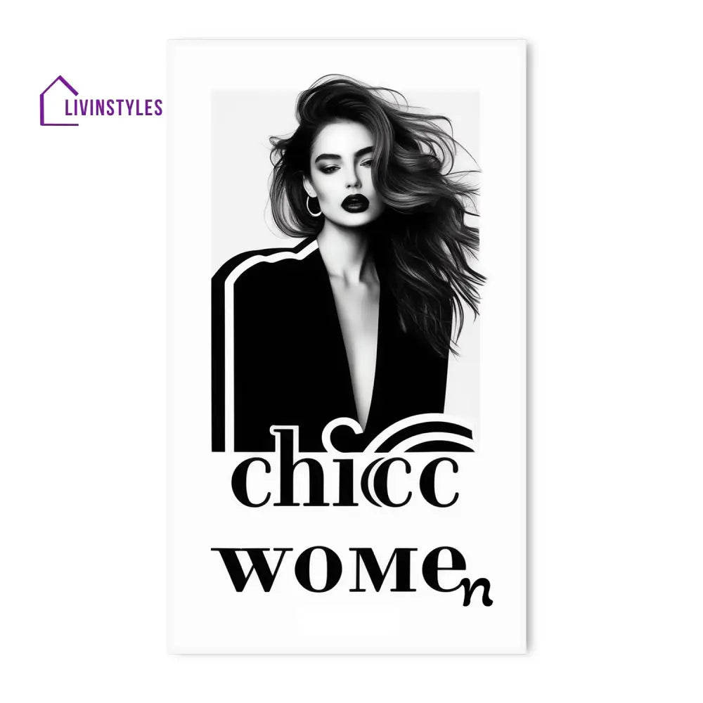 Chic Women: Sophisticated Wall Art Stretch Canvas Painting 24 X 36 Inch / White Floating Frame