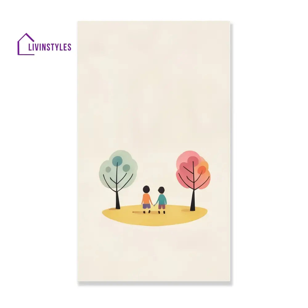 Children’s Joyful Outdoor Playtime Canvas Wall Painting Set Of 2