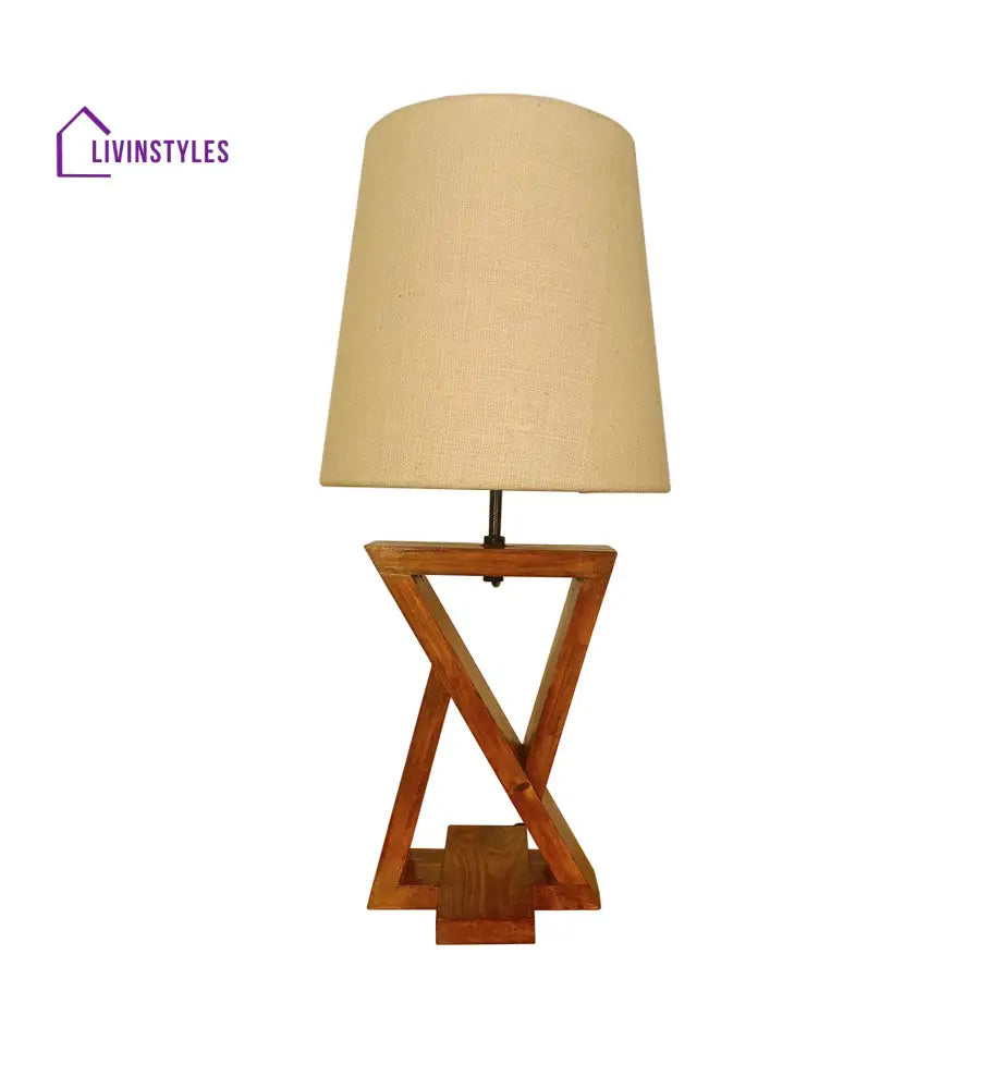 Chloe Brown Wooden Table Lamp With White Jute Lampshade Lamps