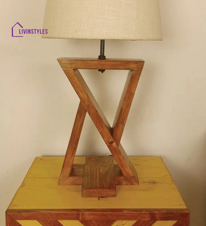 Chloe Brown Wooden Table Lamp With White Jute Lampshade Lamps