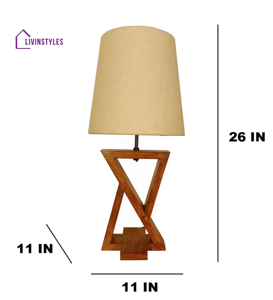 Chloe Brown Wooden Table Lamp With White Jute Lampshade Lamps