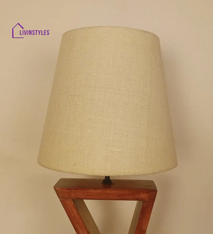 Chloe Brown Wooden Table Lamp With White Jute Lampshade Lamps