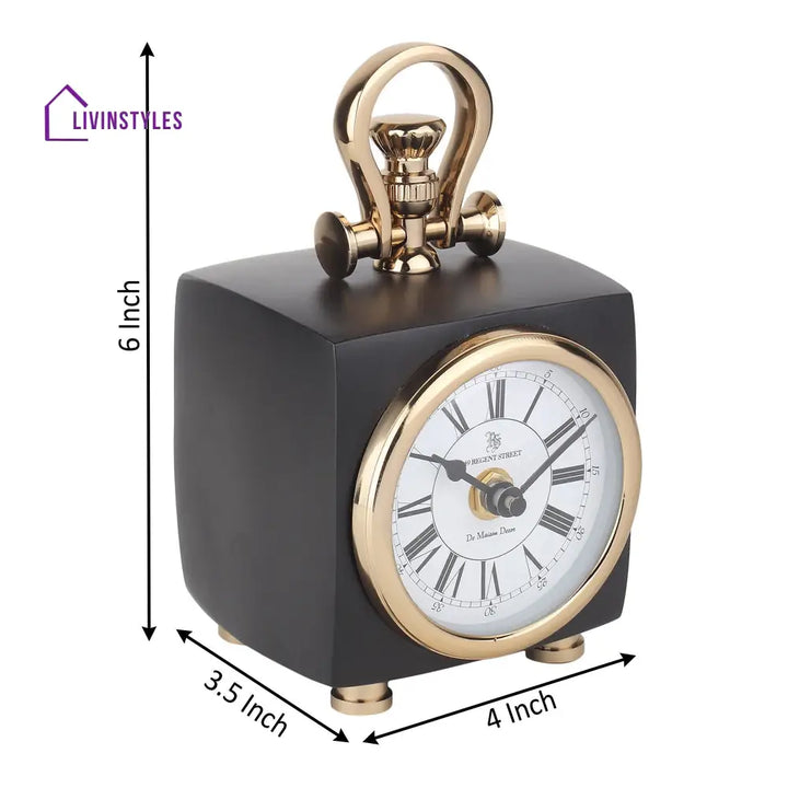 Chrono Cube In Black Gold Table Clock