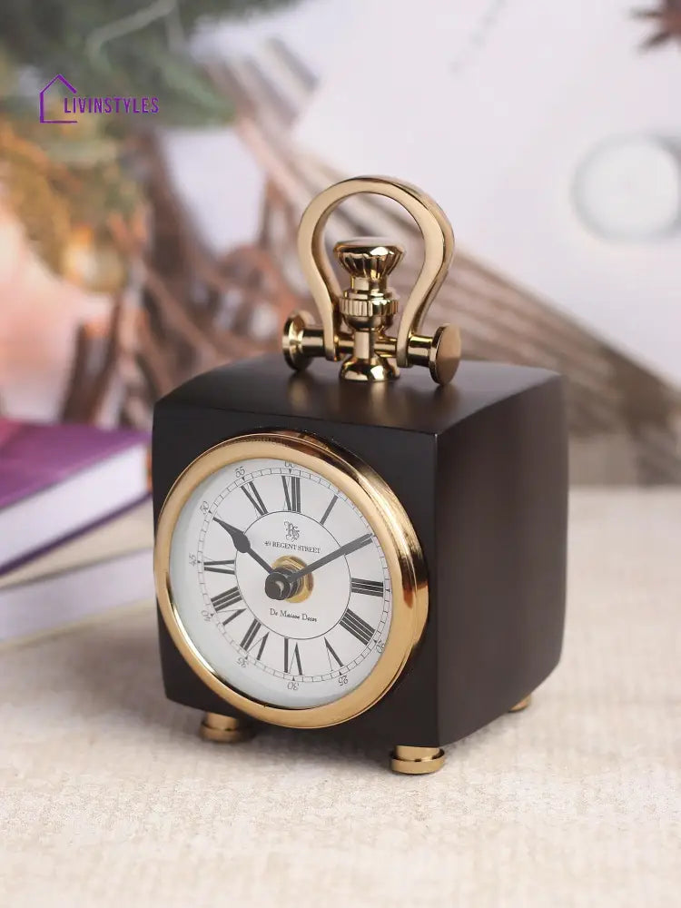 Chrono Cube In Black Gold Table Clock