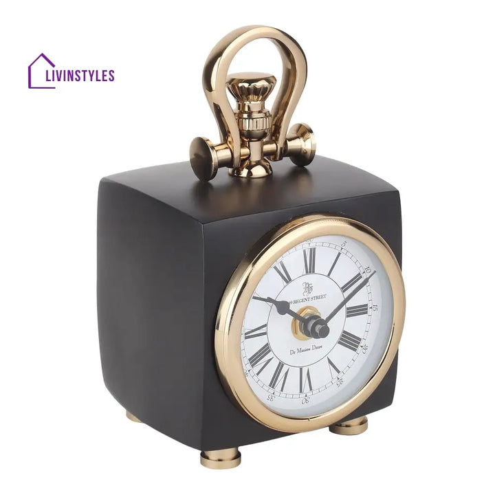 Chrono Cube In Black Gold Table Clock