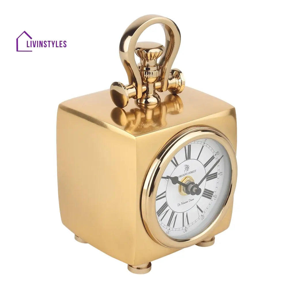 Chrono Cube In Full Gold Table Clock