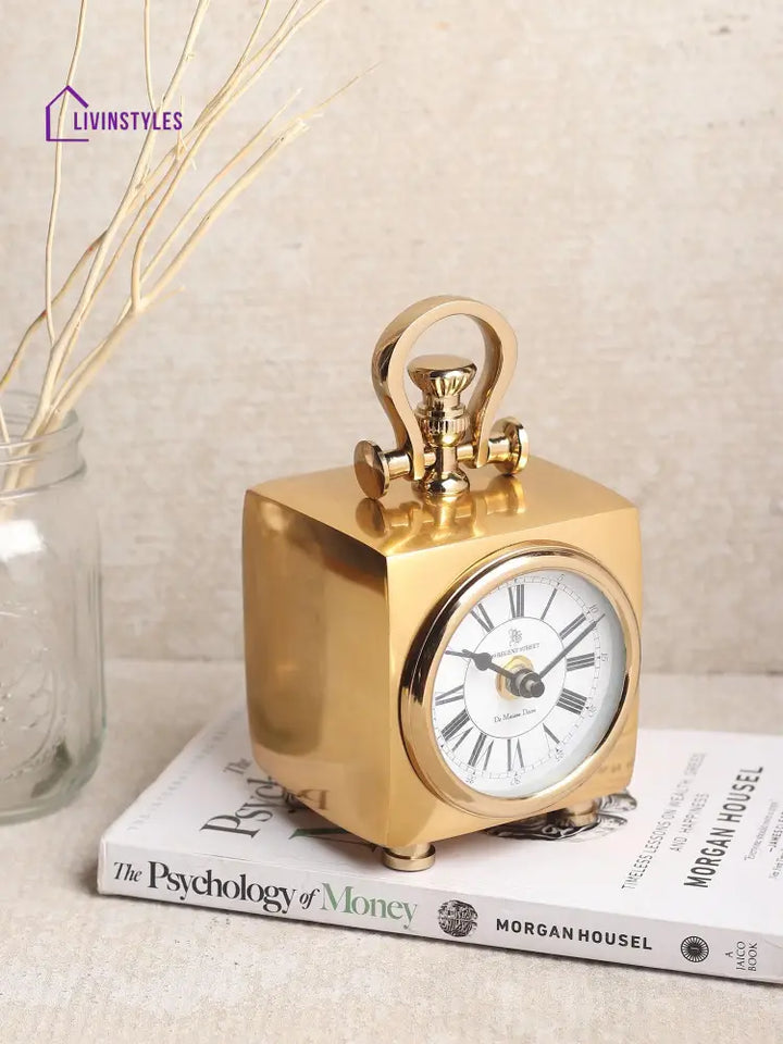 Chrono Cube In Full Gold Table Clock