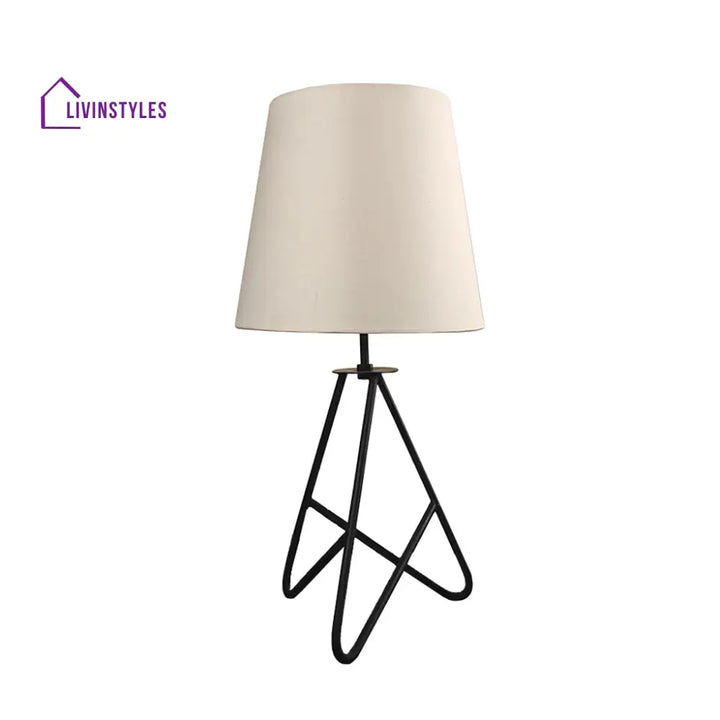 Claire Metal Table Lamp With Black Base And White Fabric Lampshade Lamps