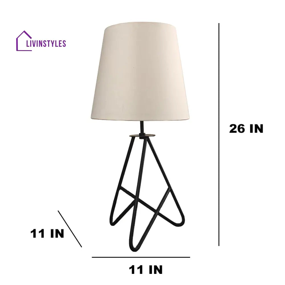 Claire Metal Table Lamp With Black Base And White Fabric Lampshade Lamps