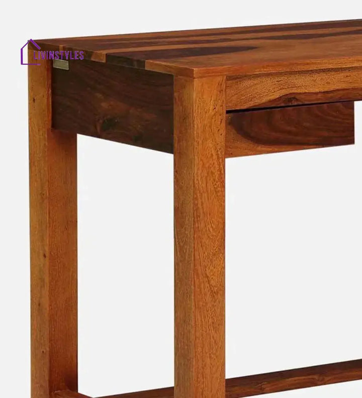 Claire Sheesham Wood Writing Table In Rustic Teak Finish