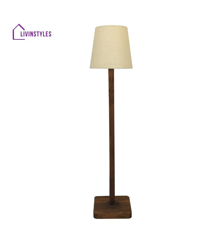 Claire Wooden Floor Lamp And Beige Fabric Lampshade Lamps