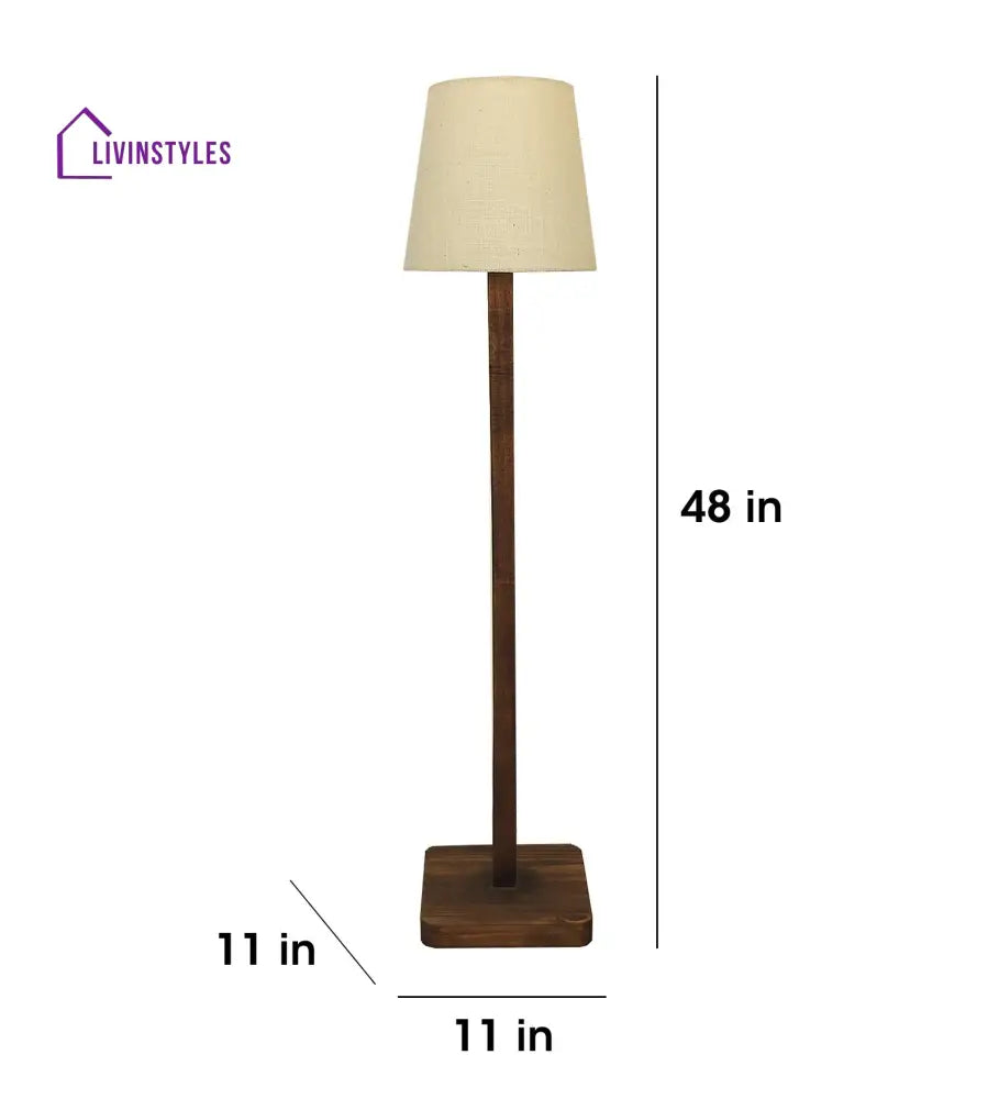 Claire Wooden Floor Lamp And Beige Fabric Lampshade Lamps