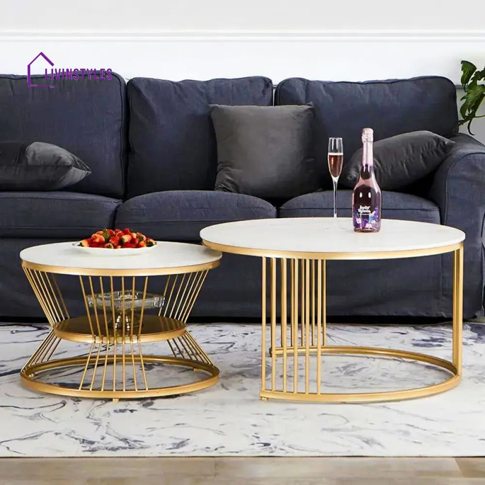 Classic Complementing Golden Coffee Table (Set of 2)