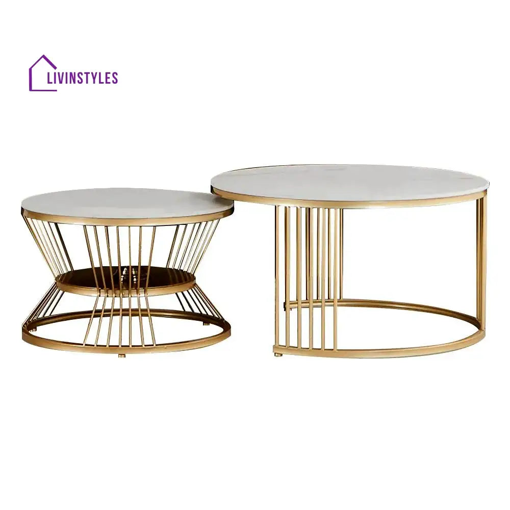 Classic Complementing Golden Coffee Table (Set of 2)