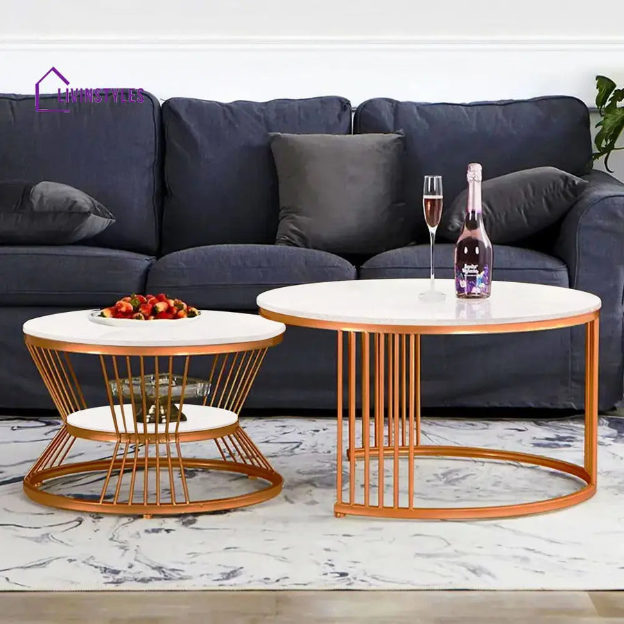 Classic Style Complementing Copper Coffee Table Set of 2 Table